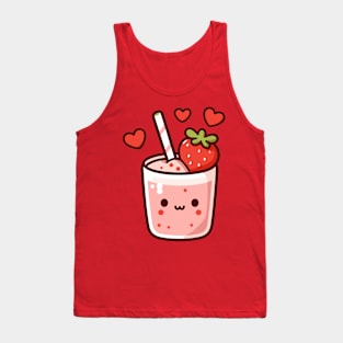 Cute Strawberry Ice Cream in Kawaii Style with Strawberries and Hearts | Kawaii Food Tank Top